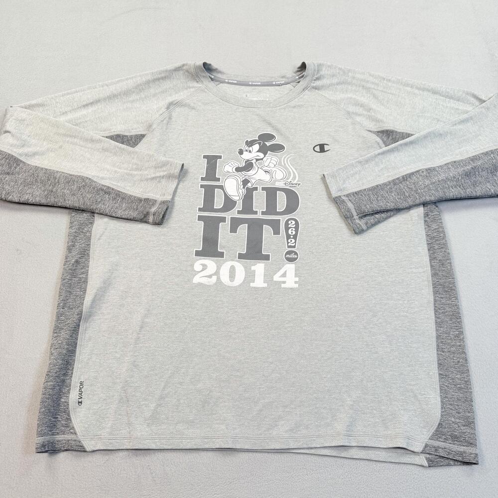 Champion Shirt Mens XL Gray Long Sleeve RunDisney WDW Marathon Mickey 2014